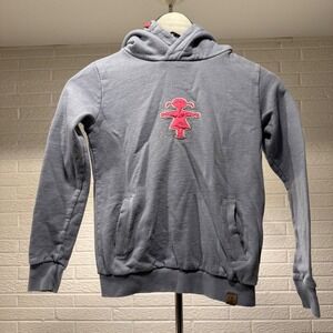 Ampelmann Kids Gray Hoodie with Pink Girl Logo Kangaroo Pocket Organic Cotton